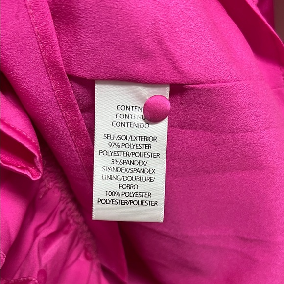 Wayf Barbie Hot Pink Fuchsia Satin Long Sleeve Polka Dot Mini Party Dress Small - Picture 10 of 12